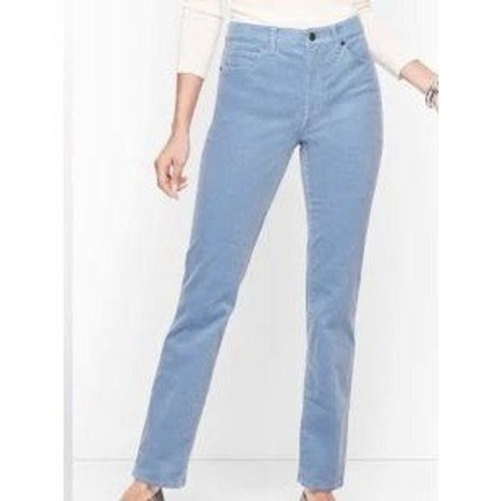 Talbots 4β Blue Faux Corduroy Pants Women Straight Flawless Five-Pocket